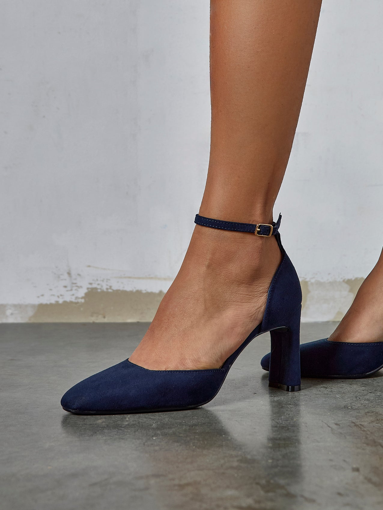 navy blue dress shoes heels square toe Marc Fisher Zala