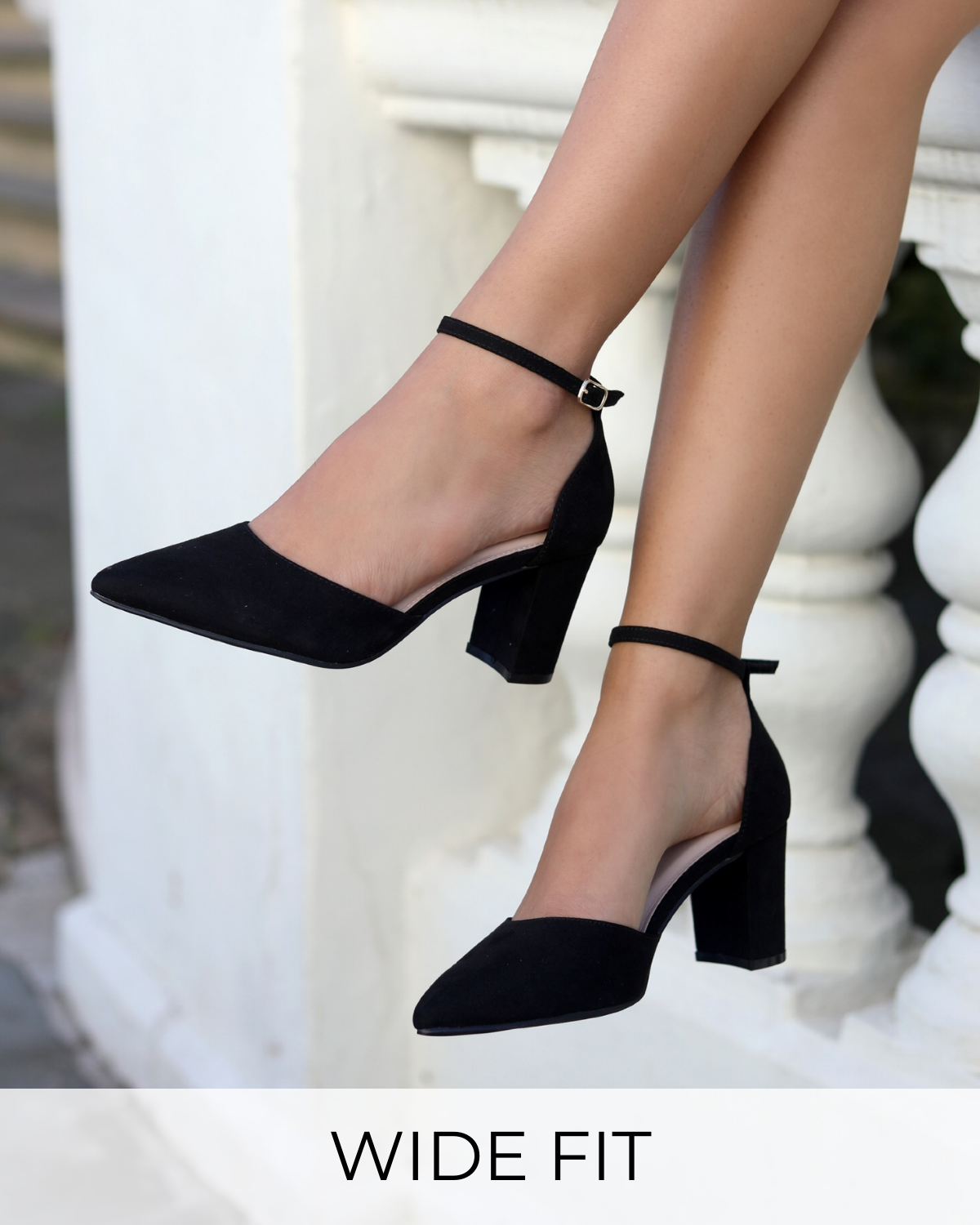 Wide fit block heel court shoes on sale