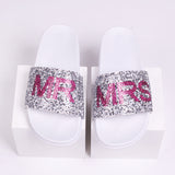 Joyous White Mr & Mrs Diamante Sliders