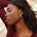 Crystal Gold Half Pavé Hoop Earrings