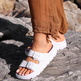 Sirocco White Platform Slider Sandals