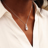 Beau Silver Crystal Drop Necklace