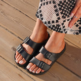 Candice Black Slip On Slider Sandals