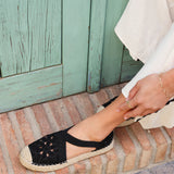 Jillian Black Faux Suede Espadrille Sandals