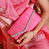 Aveline Pink Satin Clutch Bag