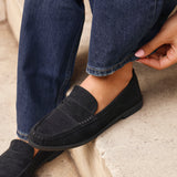 Precise Black Faux Suede Loafers