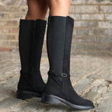 Power Black Faux Suede Riding Boots