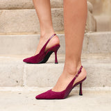 Wink Burgundy Faux Suede Two Tone Court Heels