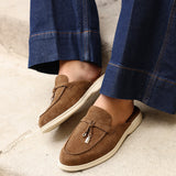 Alix Tan Faux Suede Slip On Mules