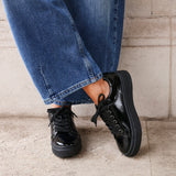 Reset Black Patent Flatform Trainers