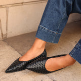 Talina Black Faux Leather Ballet Flats