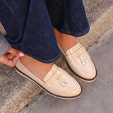Nancy Mocha Patent Faux Leather Loafers