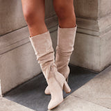 Aura Beige Long Heeled Boots