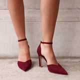 Moira Burgundy Faux Suede V Cut Court Heels