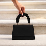 Vow Black Faux Suede Satchel Bag
