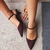 Vogue Brown Faux Suede Kitten Court Heels