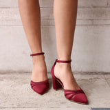 Tasha Burgundy Scuba Mesh Court Heels