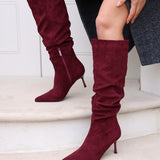 Rosenna Burgundy Long Stiletto Boots