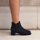 Manor Black Faux Suede Heeled Ankle Boots