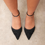 Serenade Black Beaded Mesh Court Heels