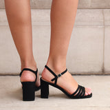Annie Black Suede Heeled Sandals