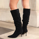 Rosenna Black Long Stiletto Boots