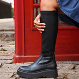 Bruna Black Long Stretch Boots