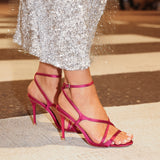 Taliya Fuchsia Satin Strappy Stiletto Heels