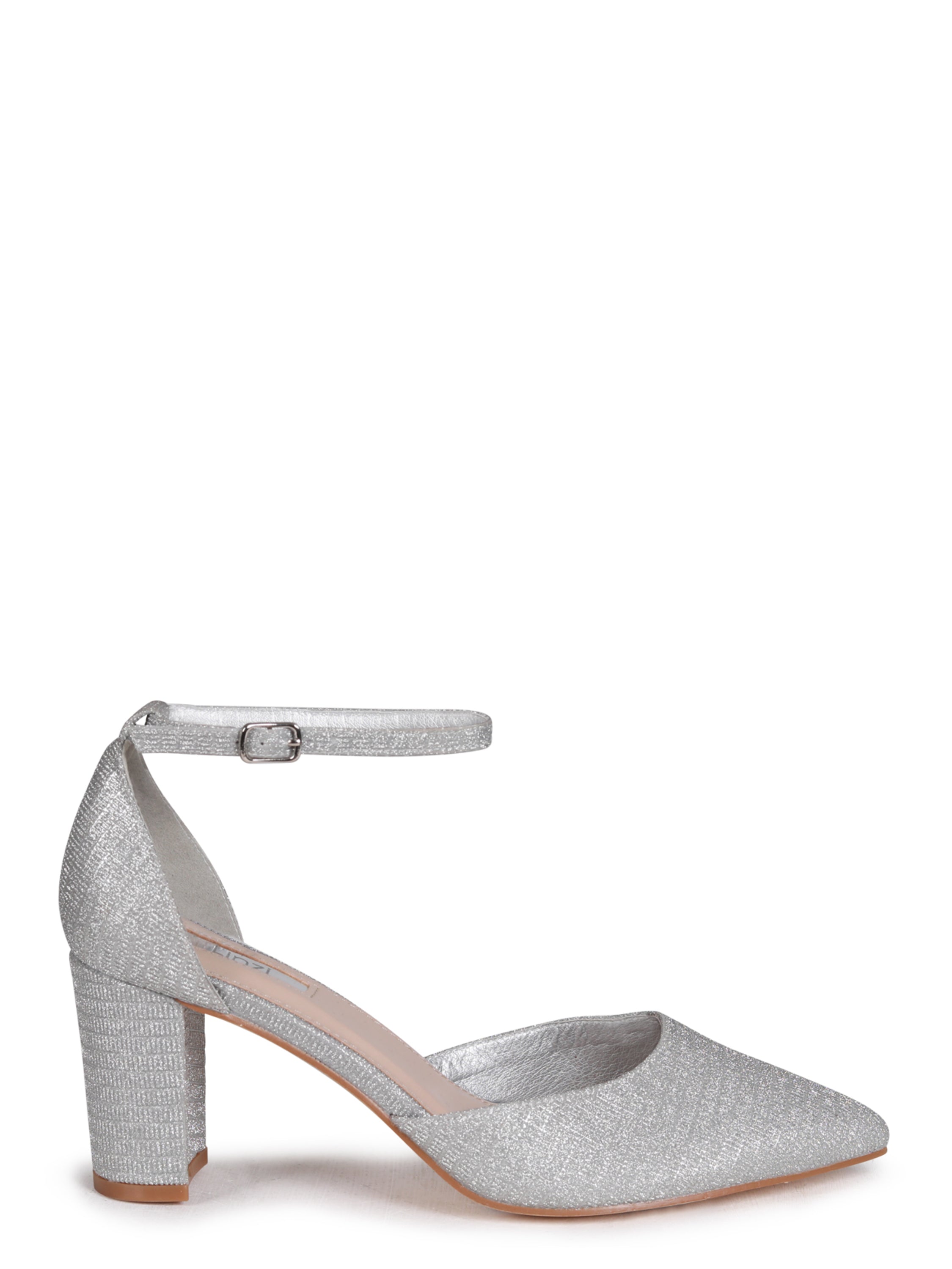 Silver glitter shoes block heel Clearance