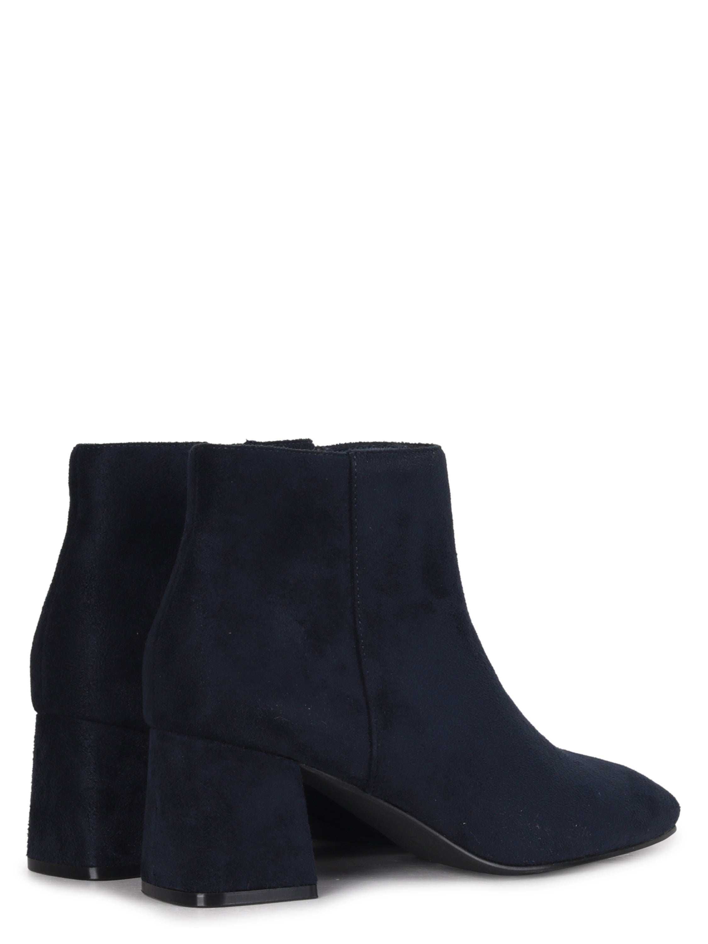 Navy Suede Block Heel Ankle Boot â Linzi