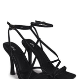 Havana Black Faux Suede Strappy Heels