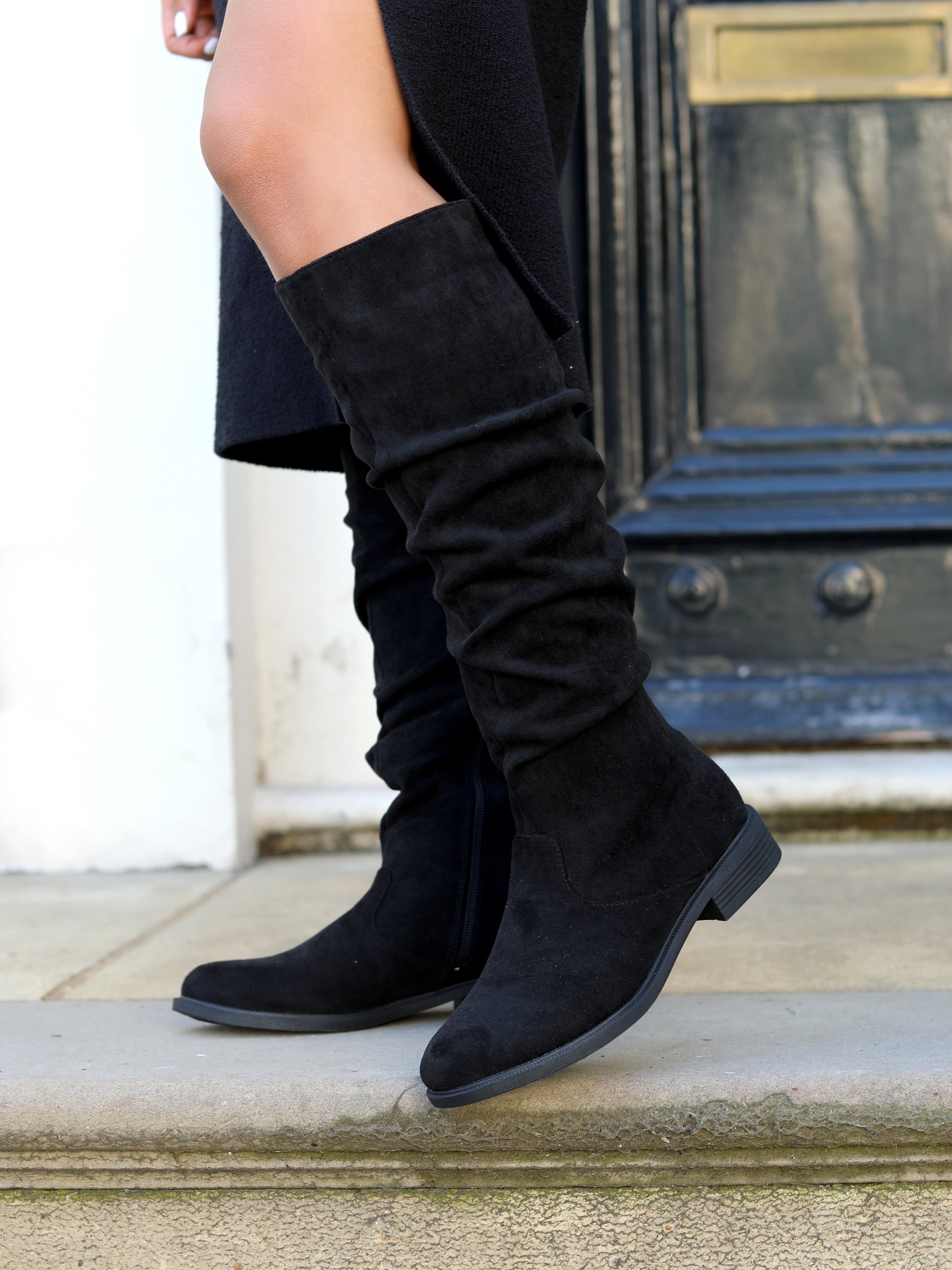 Kami Flat Faux Suede Knee High Boots
