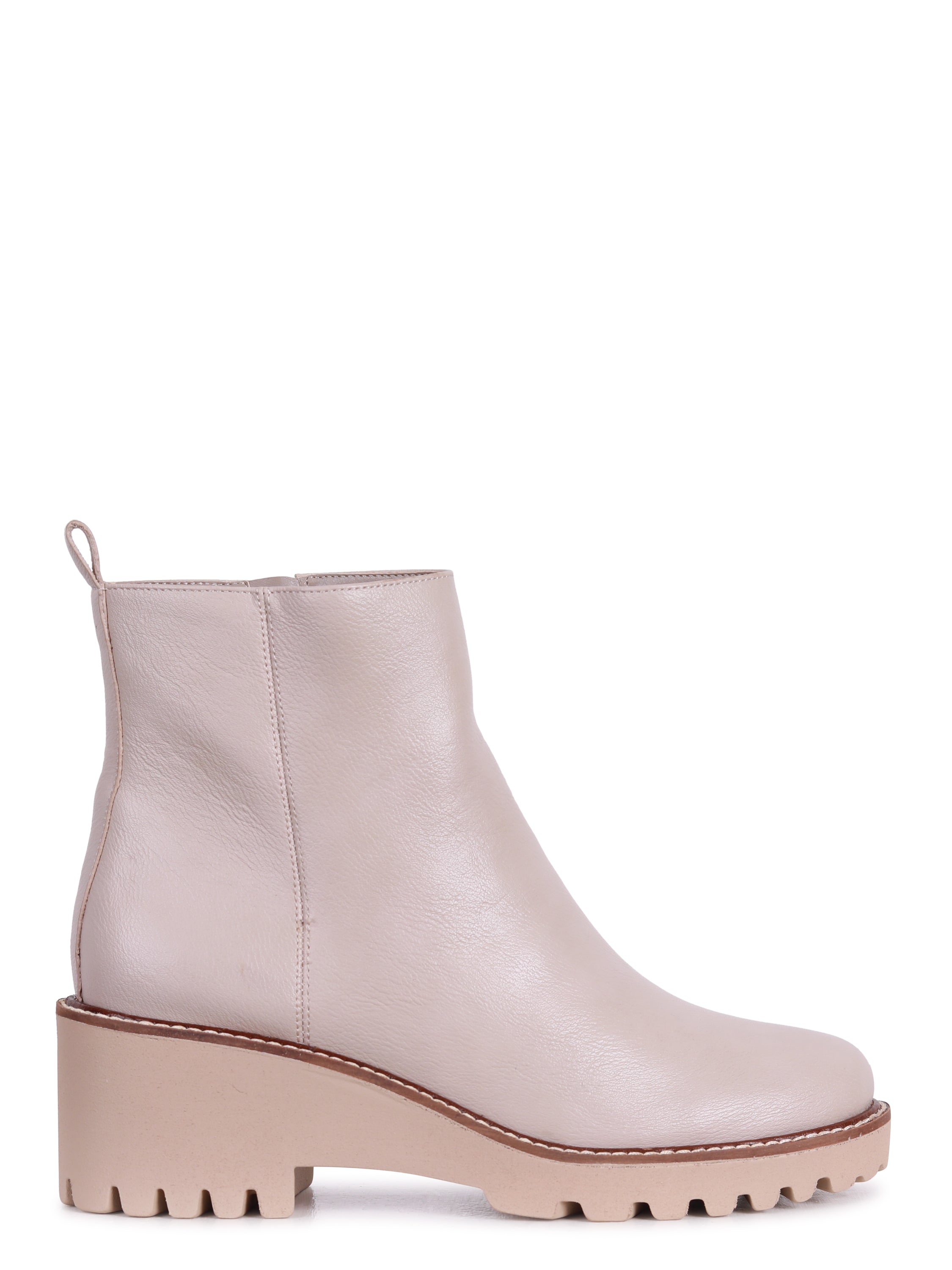 Taupe Faux Leather Wedge Sole Chelsea Boot – Linzi