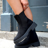 Andrea Black Faux Suede Chelsea Boots