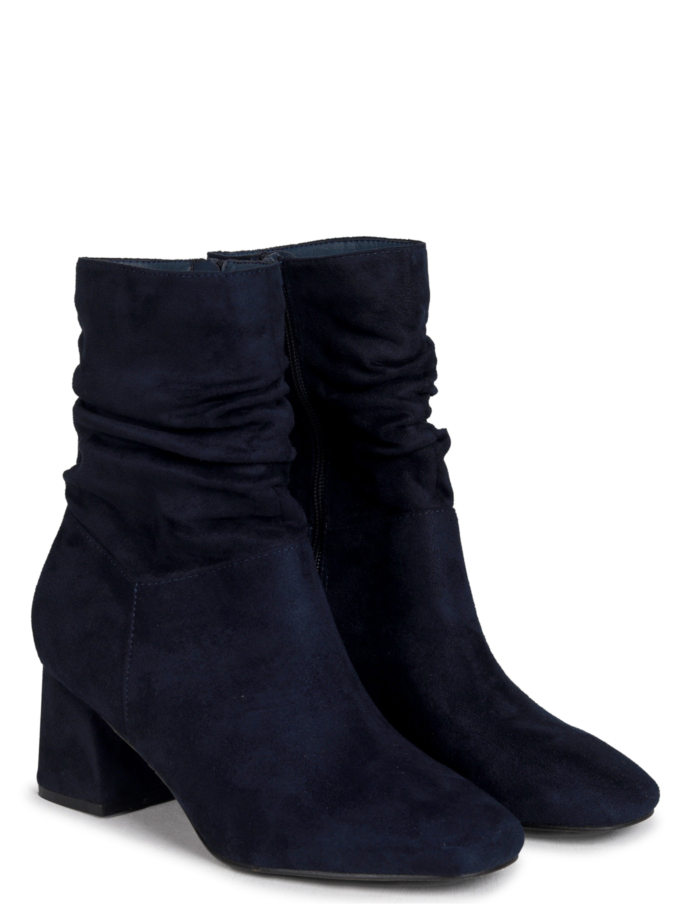 navy block heel boots
