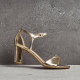 Abby Gold Faux Leather Heeled Sandals