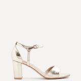 Abby Gold Faux Leather Heeled Sandals