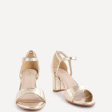 Abby Gold Faux Leather Heeled Sandals
