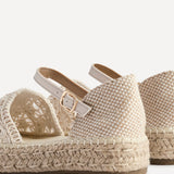 Adelina Beige Woven Espadrille Sandals