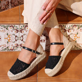 Adelina Black Woven Espadrille Sandals