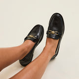 Affluent Black Faux Leather Loafers
