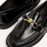 Affluent Black Faux Leather Loafers