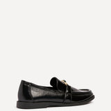 Affluent Black Faux Leather Loafers