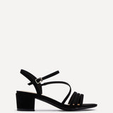 Afia Black Faux Suede Strappy Heeled Sandals