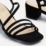 Afia Black Faux Suede Strappy Heeled Sandals