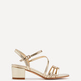 Afia Gold Faux Leather Strappy Heeled Sandals