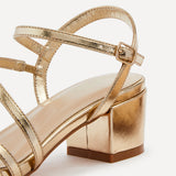 Afia Gold Faux Leather Strappy Heeled Sandals