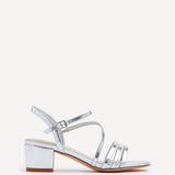 Afia Silver Faux Leather Strappy Heeled Sandals