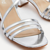 Afia Silver Faux Leather Strappy Heeled Sandals