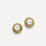 Afterglow Gold Pearl Twist Stud Earrings